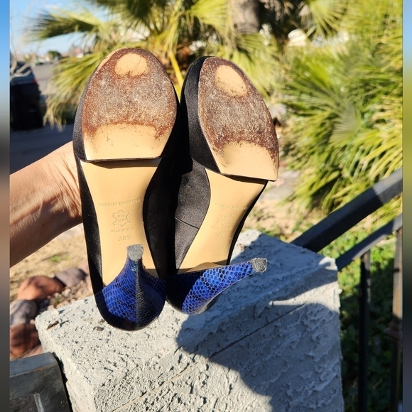 NICHOLAS KIRKWOOD Black Platform Blue Python Leather Heels - Picture 13 of 16